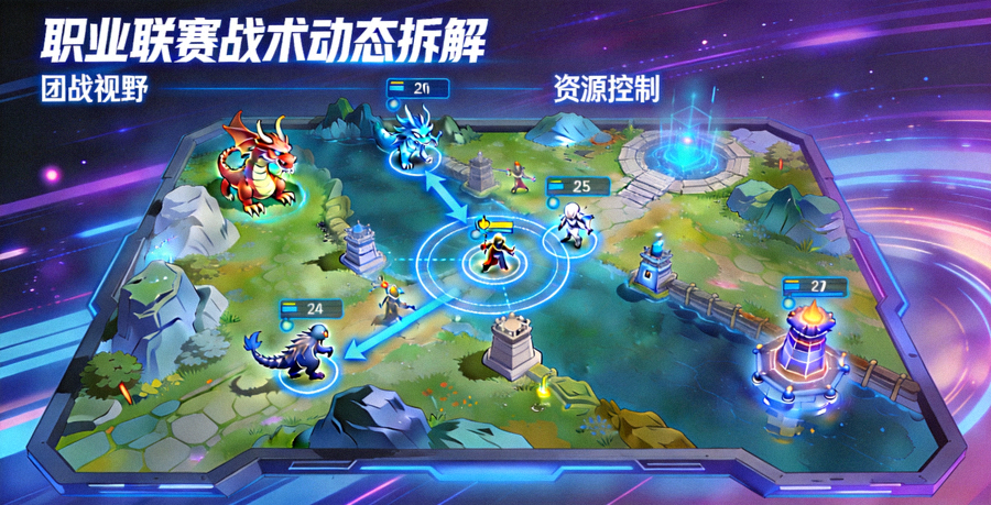 职业联赛战术动态拆解沙盘正在热播的团战视野与资源控制画面